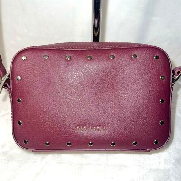 Ted Baker Women's Burgundy Studded Crossbody Bag Small Elegant Chic - Picture 1 of 13